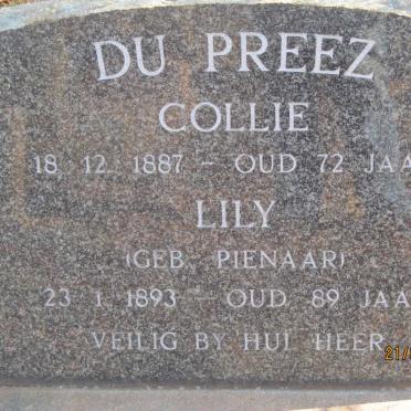 PREEZ Collie, du 1887- &amp; Lily PIENAAR 1893-