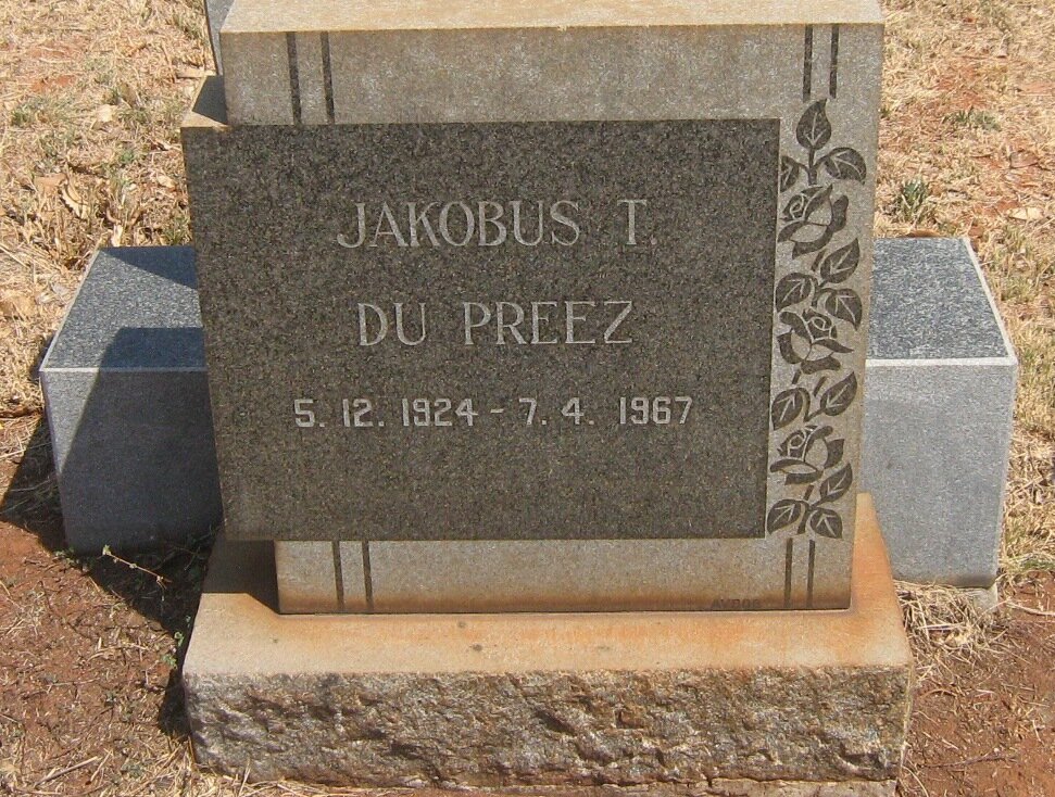 PREEZ Jakobus T., du 1924-1967