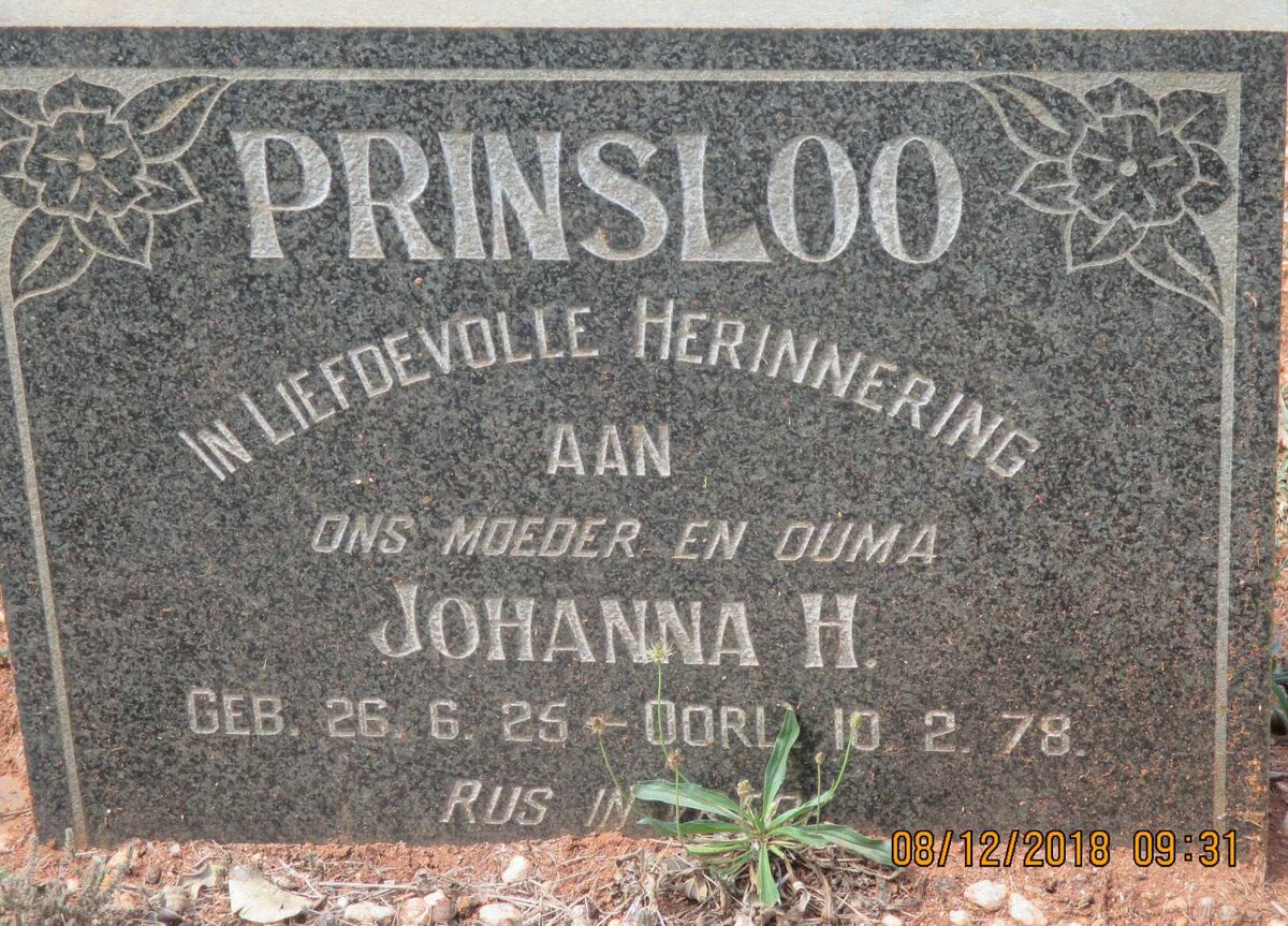 PRINSLOO Johanna H. 1925-1978