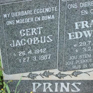 PRINS Frans Edward 1937-2017 &amp; Gert Jacobus 1942-1987