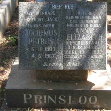 PRINSLOO Jochemus Petrus 1903-1967 &amp; Annie Elizabeth STAAL 1895-1977