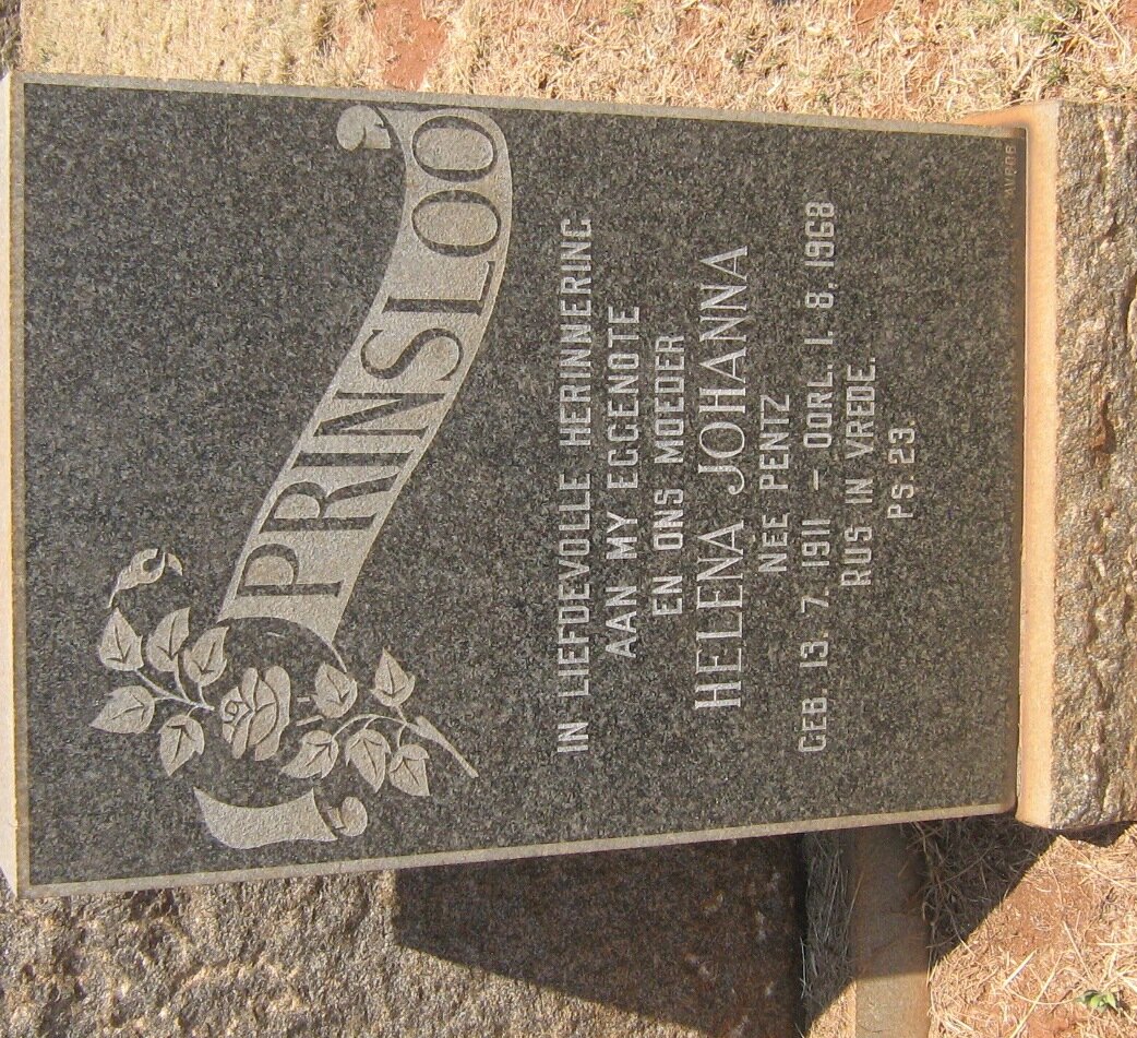 PRINSLOO Helena Johanna nee PENTZ 1911-1968