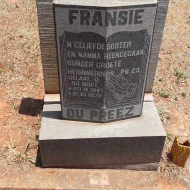 PREEZ Fransie, du 1947-1973