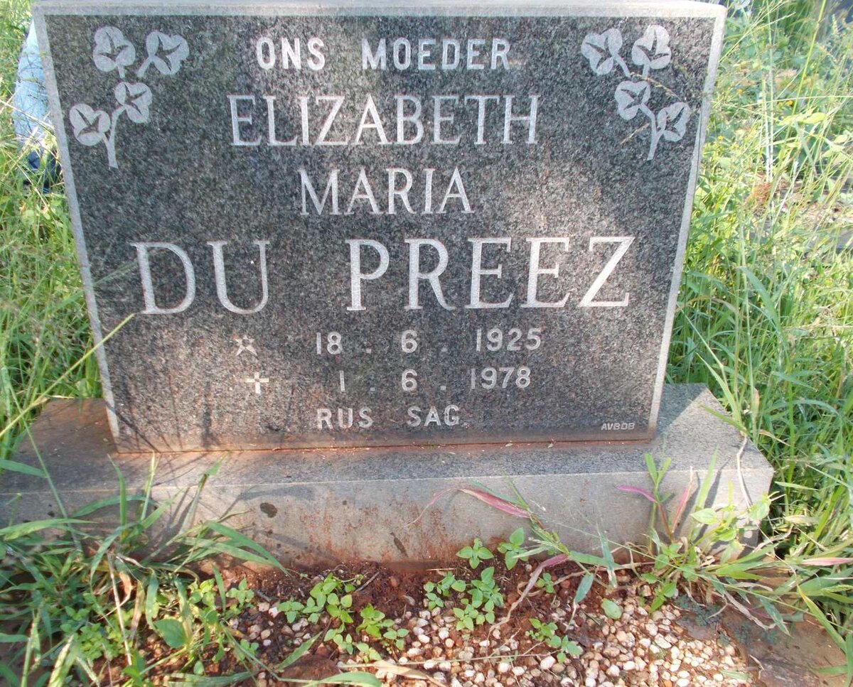 PREEZ Elizabeth Maria, du 1925-1978