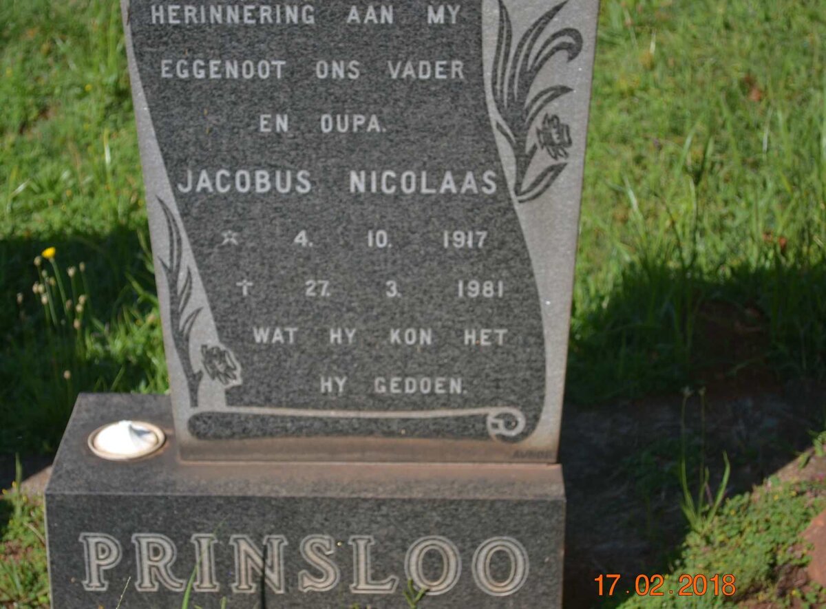 PRINSLOO Jacobus Nicolaas 1917-1981