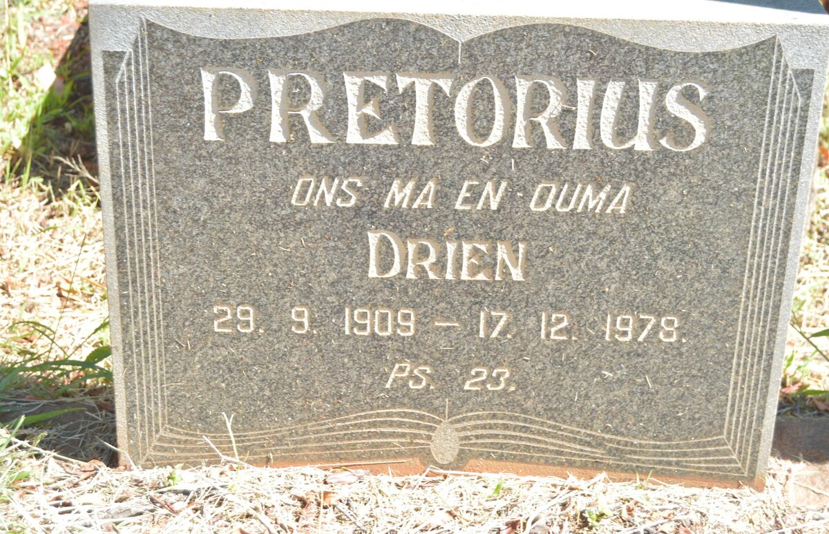 PRETORIUS Drien 1909-1978