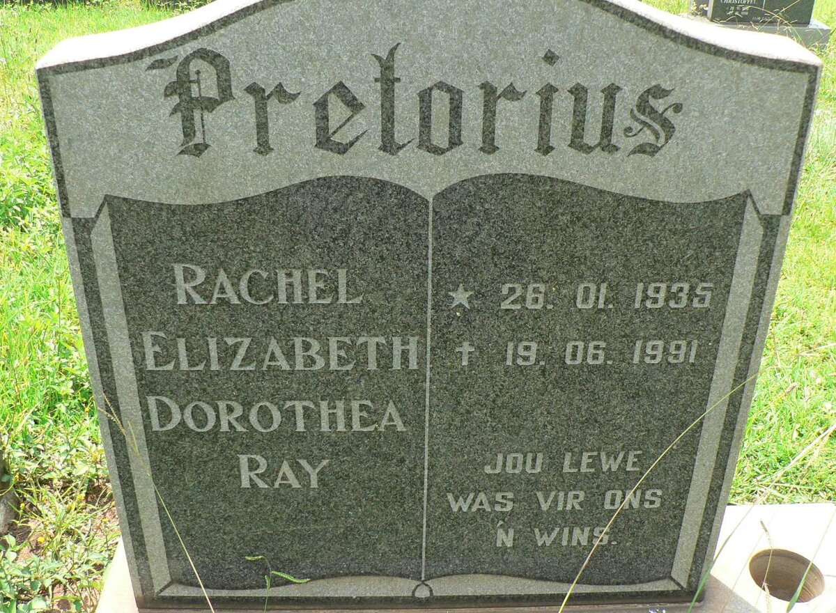 PRETORIUS Rachel Elizabeth Dorothea Ray 1935-1991