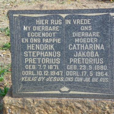 PRETORIUS Hendrik Stephanus 1871-1947 &amp; Catharina Jakoba 1880-1964