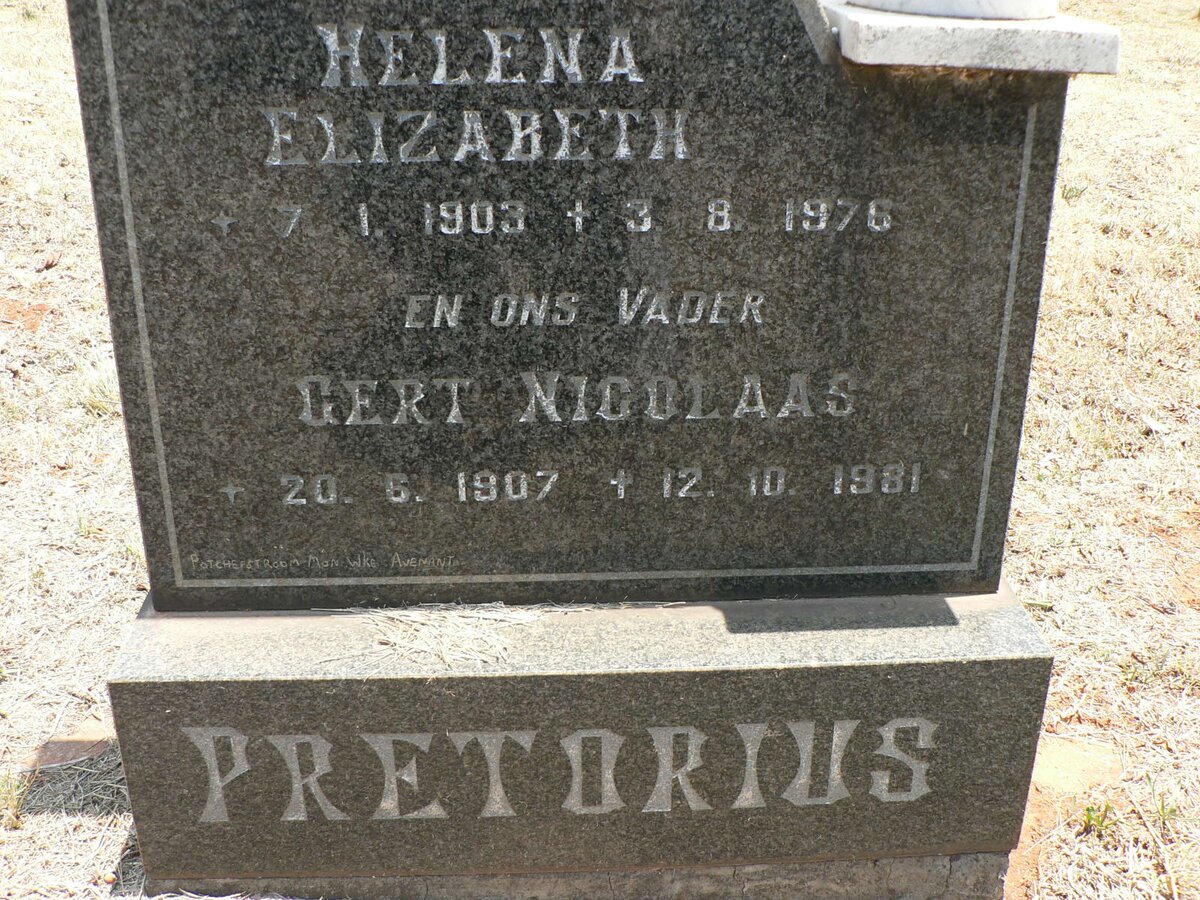 PRETORIUS Gert Nicolaas 1907-1981 &amp; Helena Elizabeth 1903-1976