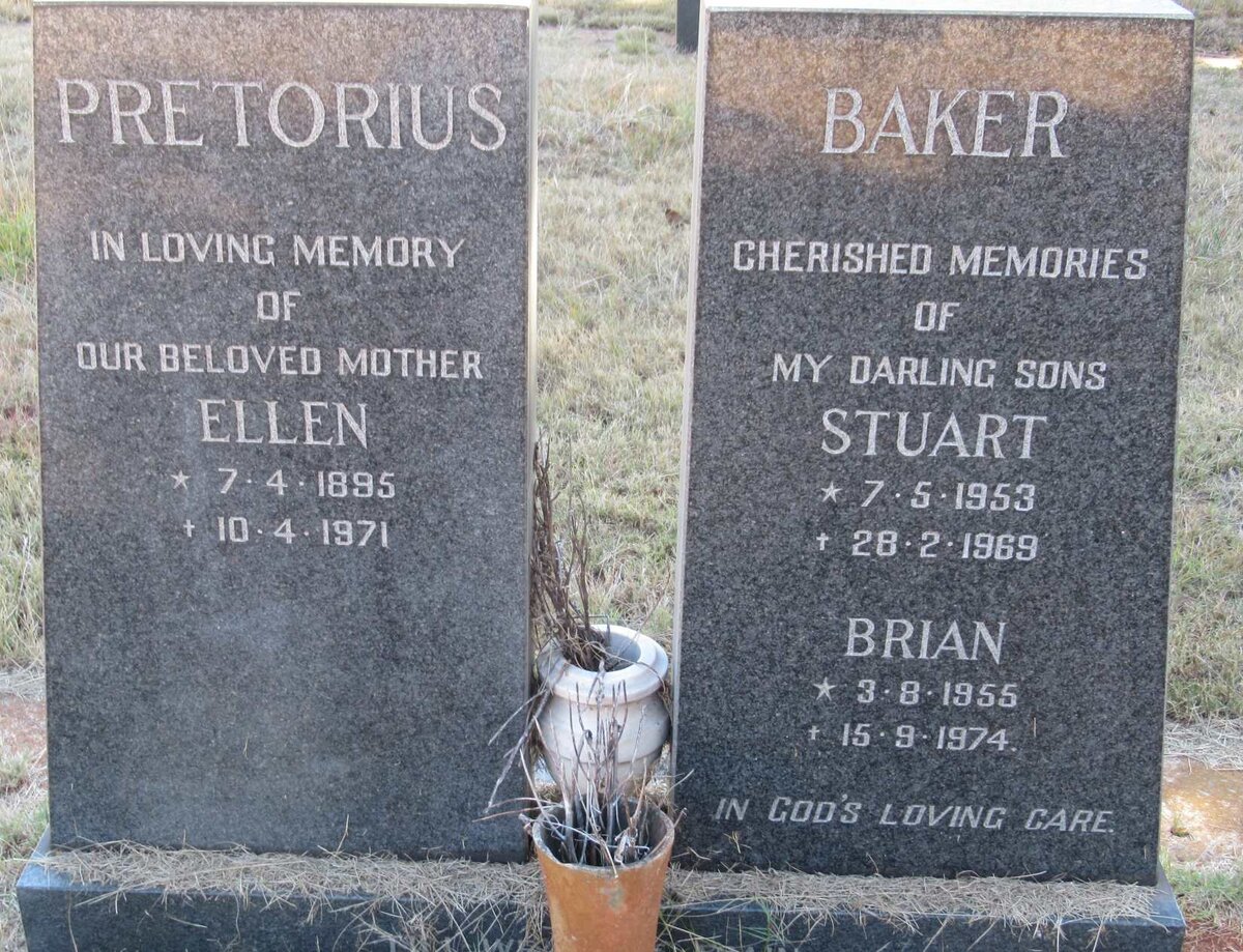 PRETORIUS Ellen 1895-1971 :: BAKER Stuart 1953-1969 :: BAKER Brian 1955-1974