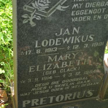 PRETORIUS Jan Lodewikus 1913-1981 &amp; Mary Elizabeth CLACK 1914-1984