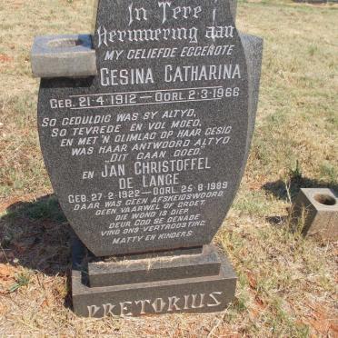 PRETORIUS Gesina Catharina 1912-1966 :: ? Jan Christoffel De Lange 1922-1989