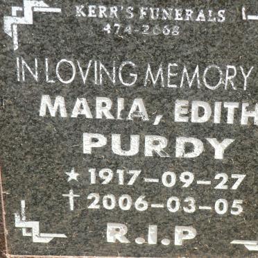 PURDY Maria Edith 1917-2006