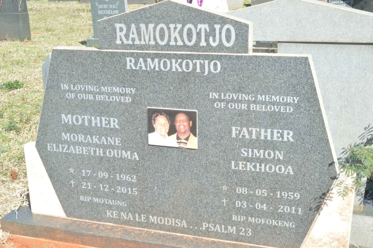 RAMOKOTJO Simon Lekhooa 1959-2011 &amp; Morakane Elizabeth Ouma 1962-2015