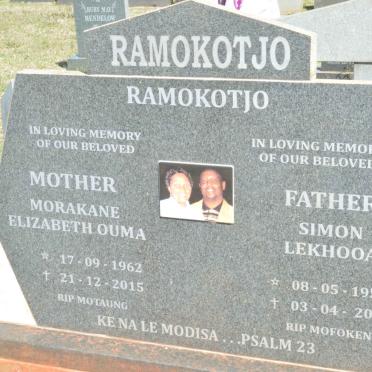 RAMOKOTJO Simon Lekhooa 1959-2011 &amp; Morakane Elizabeth Ouma 1962-2015