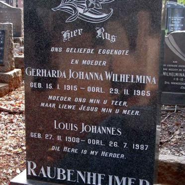 RAUBENHEIMER Louis Johannes 1908-1987 &amp; Gerharda Johanna Wilhelmina 1915-1965
