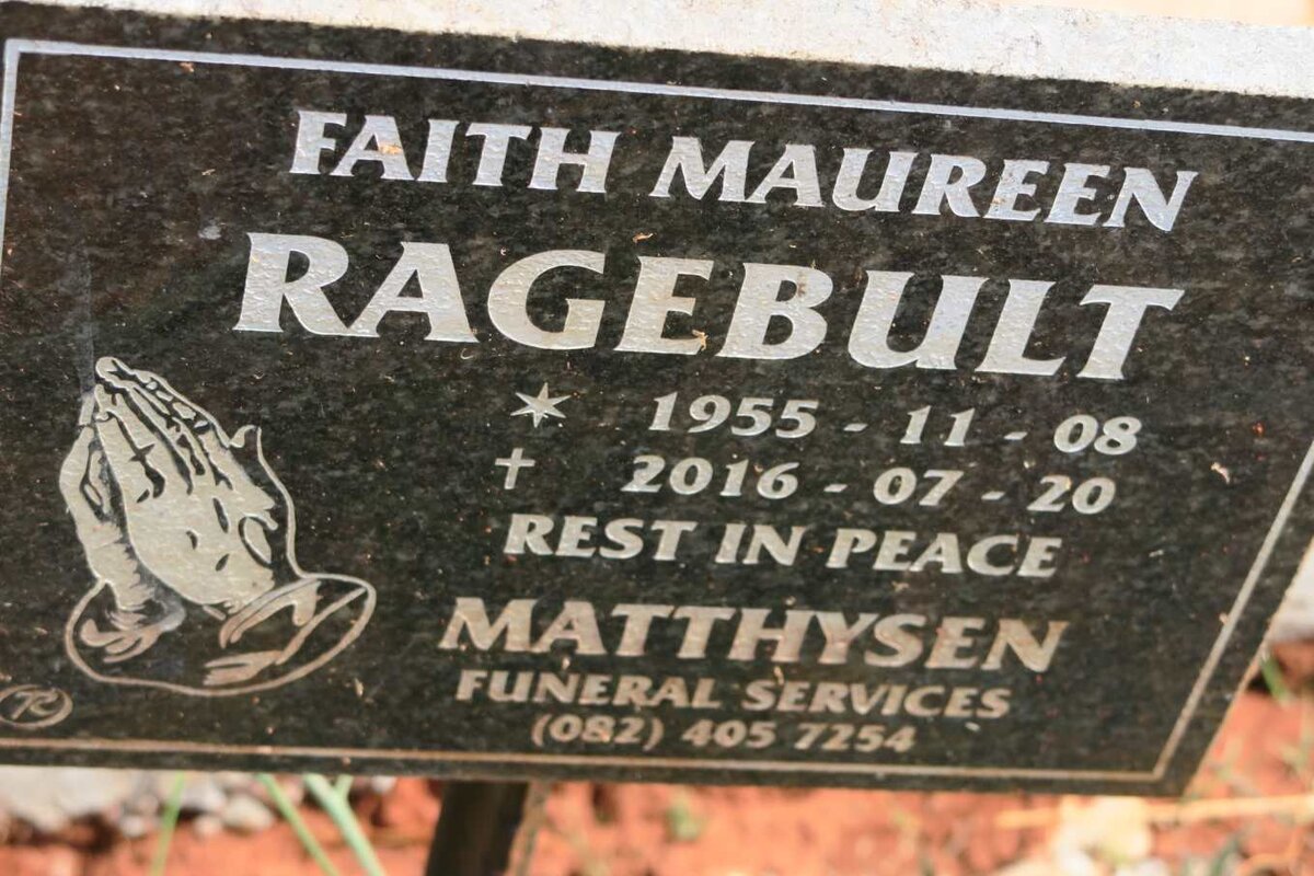 RAGEBULT Faith Maureen 1955-2016