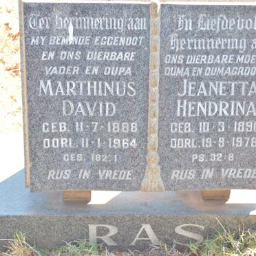 RAS Marthinus David 1888-1964 &amp; Jeanetta Hendrina 1890-1978