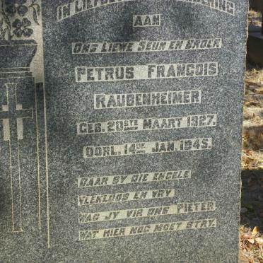RAUBENHEIMER Petrus Francois 1927-1945