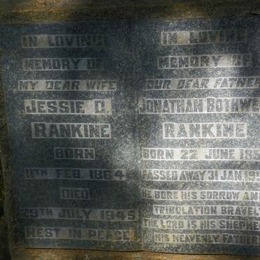 RANKINE Jonathan Bothwell 1859-1952 &amp; Jessie D. 1864-1945