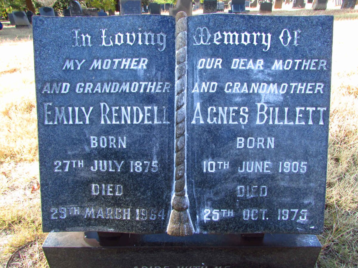 RENDELL Emily 1875-1964 :: BILLETT Agnes 1905-1975
