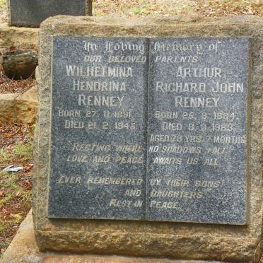 RENNEY Arthur Richard John 1884-1963 &amp; Wilhelmina Hendrina 1891-1945