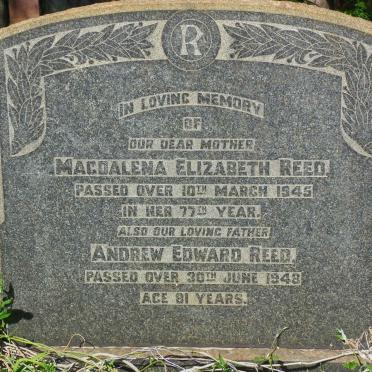 REED Andrew Edward -1948 &amp; Magdalena Elizabeth -1945