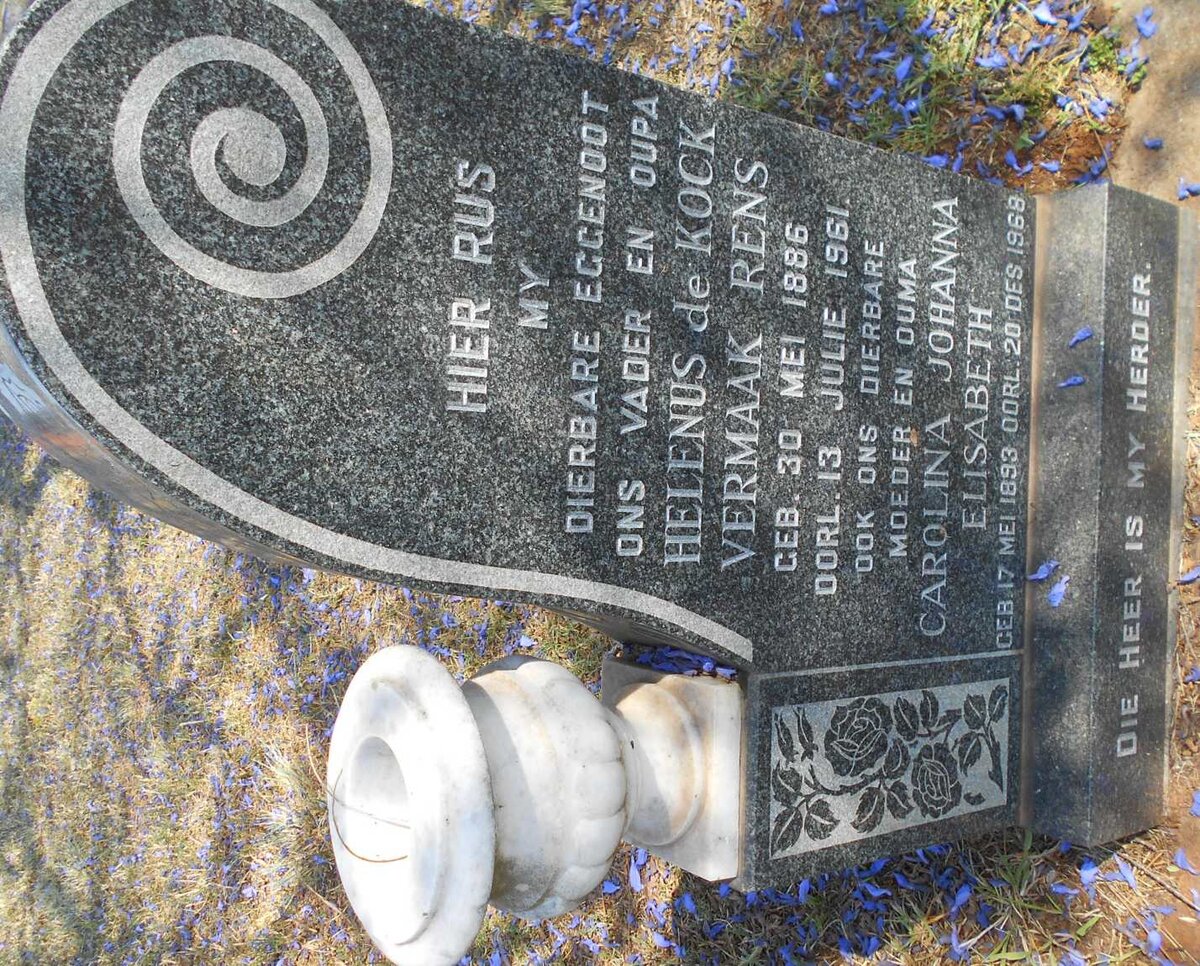 RENS Helenus de Kock Vermaak 1886-1961 &amp; Carolina Johanna Elisabeth 1893-1968