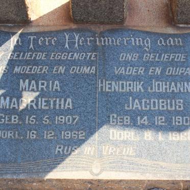 REYNDERS Hendrik Johannes Jacobus 1905-1966 &amp; Maria Magrietha 1907-1962