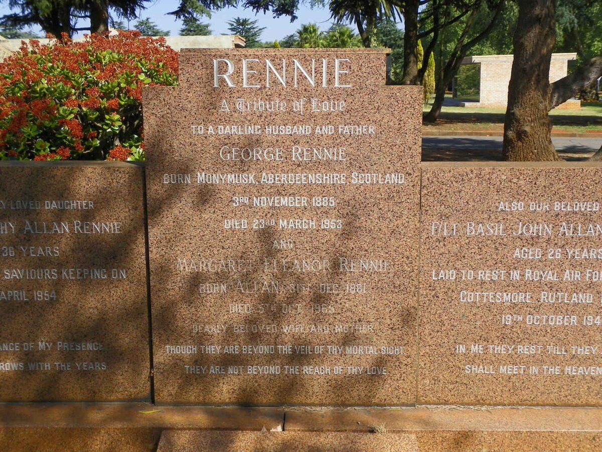 RENNIE George 1885-1953 &amp; Margaret Eleanor ALLAN 1881-1965