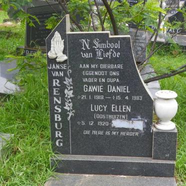 RENSBURG Gawie Daniel, Janse van 1918-1983 &amp; Lucy Ellen OOSTHUIZEN 1920-?