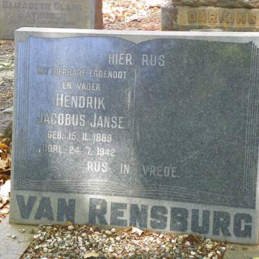 RENSBURG Hendrik Jacobus Janse, van 1889-1942