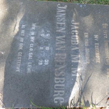 RENSBURG Jacoba M.M., Jansen van 1939-1979