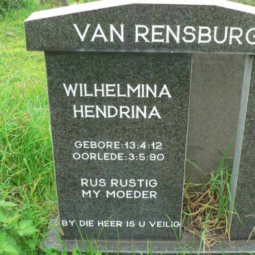 RENSBURG Wilhelmina Hendrina, van 1912-1990