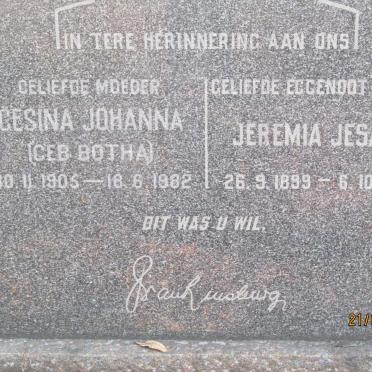 RENSBURG Jeremia Jesaja, van 1899-1960 &amp; Gesina Johanna BOTHA 1905-1982