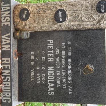 RENSBURG Pieter Nicolaas, Janse van 1925-1978