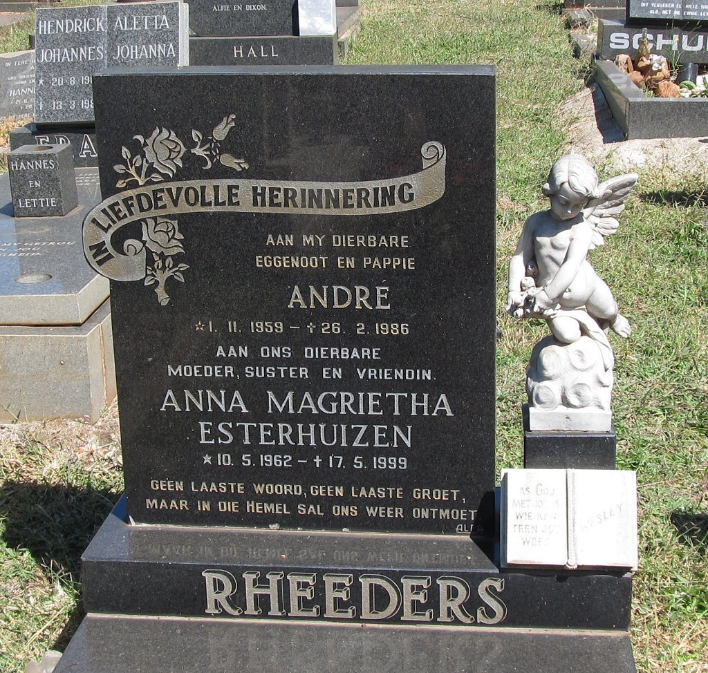 RHEEDERS André 1959-1986 &amp; Anna Magrietha ESTERHUIZEN 1962-1999