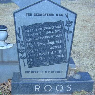 ROOS Johannes Cornelis 1903-1989 &amp; Ethel Vera WOLFAARDT 1906-1987