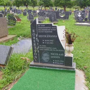 ROBERTSON Hester Johanna 1942-1983 :: ROBERTSON Nicolaas Jansen 1964-2017