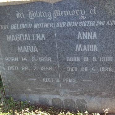 ROOS Magdalena Maria 1888-1958 :: ROOS Anna Maria 1908-1968