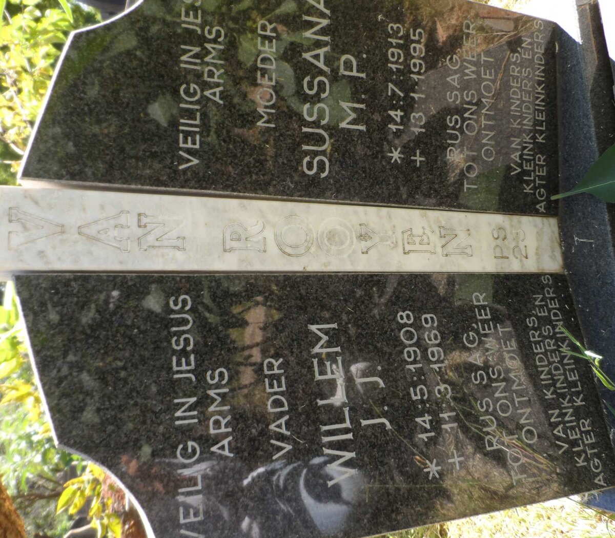 ROOYEN Willem J.J., van 1908-1969 &amp; Susana M.P. 1913-1995