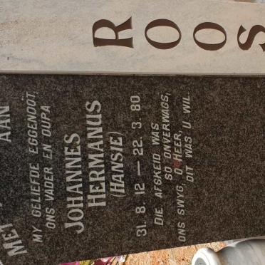 ROOS Johannes Hermanus 1912-1980