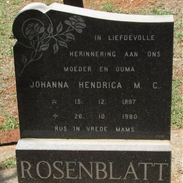 ROSENBLATT Johanna Hendrica M.C. 1897-1980