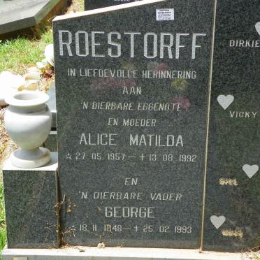 ROESTORFF George 1948-1993 &amp; Alice Matilda 1957-1992