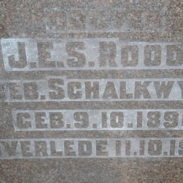 ROODT J.E.S. nee SCHALKWYK 1890-1918