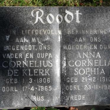 ROODT Cornelius de Klerk 1906-1965 &amp; Anna Cornelia Sophia 1910-1987