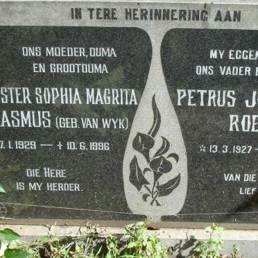 ROETS Petrus Johannes 1927-1966 &amp; Hester Sophia Magrita ERASMUS nee VAN WYK 1929-1996