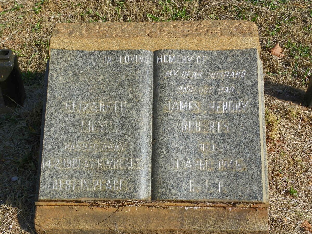 ROBERTS James Hendry -1946 &amp; Elizabeth Lily -1981