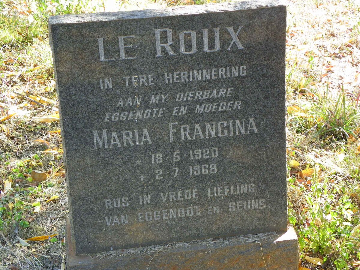 ROUX Maria Francina, le 1920-1968