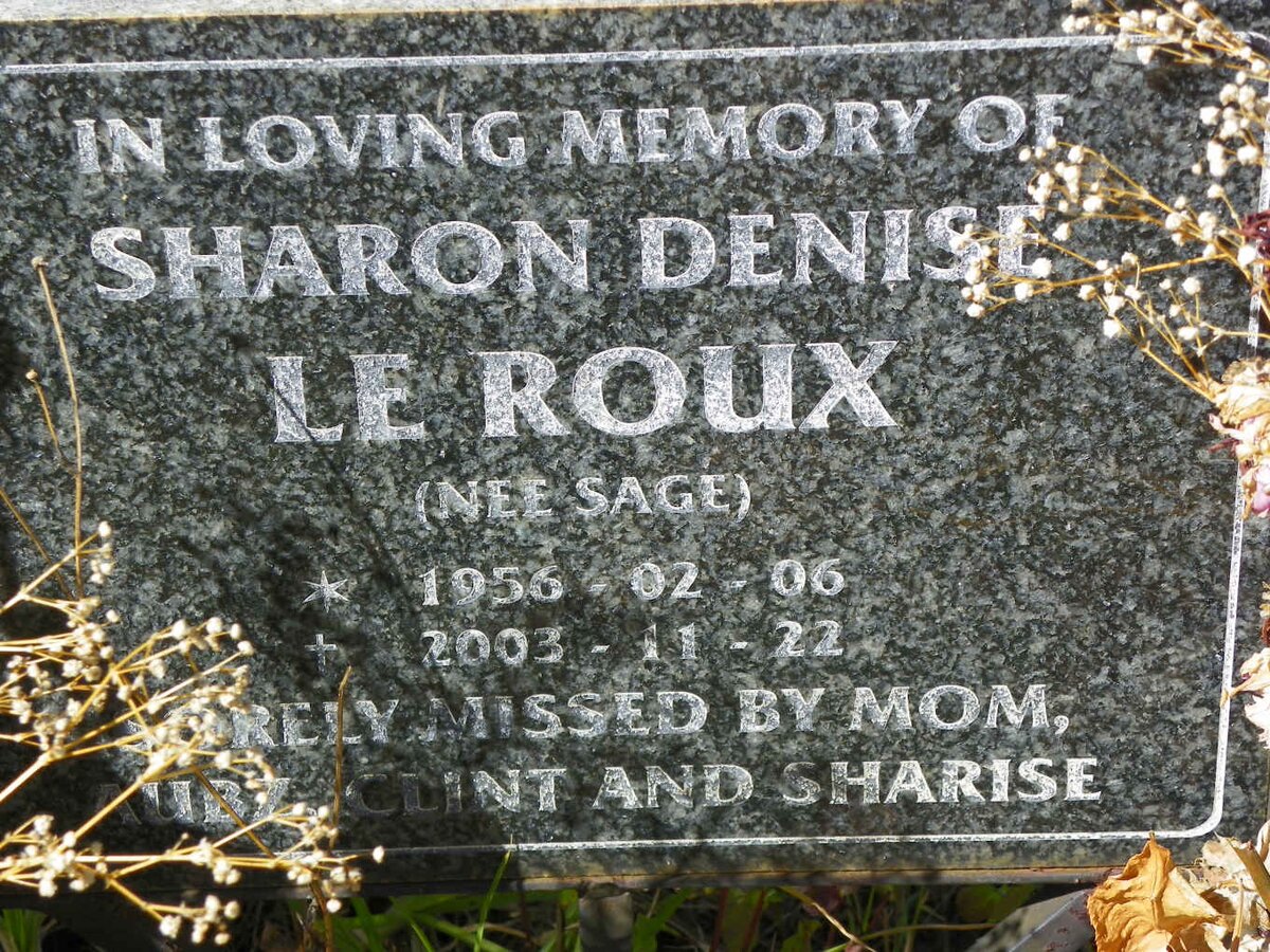 ROUX Sharon Denise, le nee SAGE 1956-2003